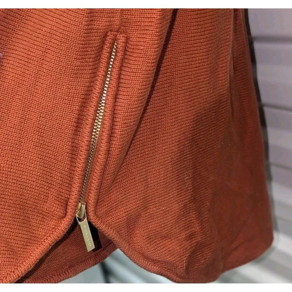 Quiet Luxury Burnt‎ Orange Side Zip Sweater Michael Kors Medium Office Business